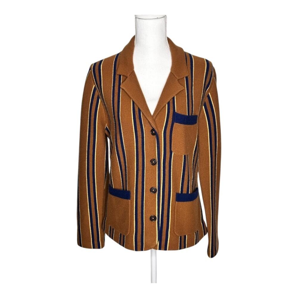 NoName Prep Pinstripe Blazer Nutty Stripe Wool Cashmere Medium